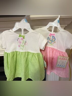 NWT Bundle of 2 Gingham Dresses & Diaper Covers